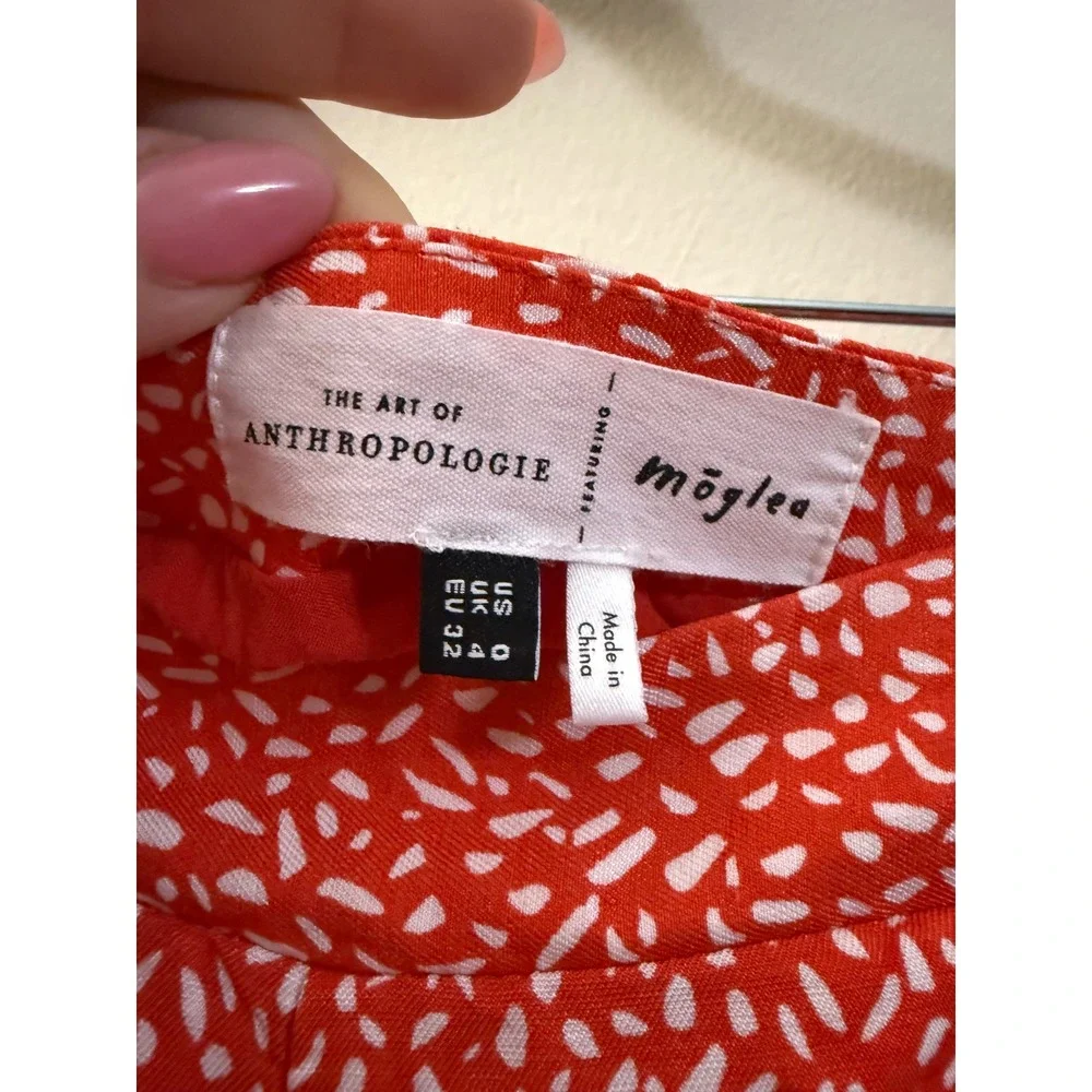 Anthropologie Moglea Dappled A-Line Red & White Micro Dot Maxi Skirt Women's - 0